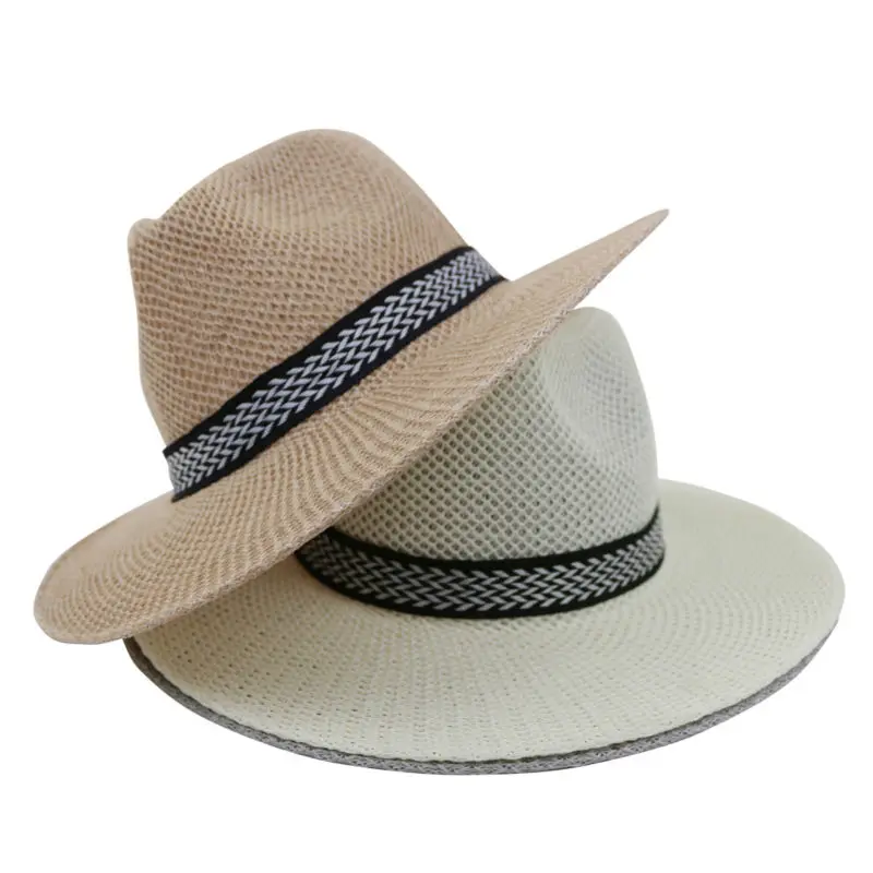 LNPBD 2017 Women Men Summer Wide Brim Acrylic Cap Unisex Panama Hat Contracted style With Black and White Ribbon