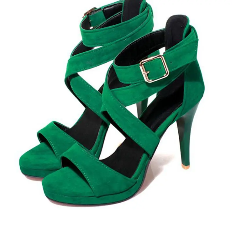 BLXQPYT Big Size 32-48 Fashion Party Red Sole Shoes Woman Sexy High Heels Summer Pumps Ankle Strap Sandals Women Shoes 8675-1