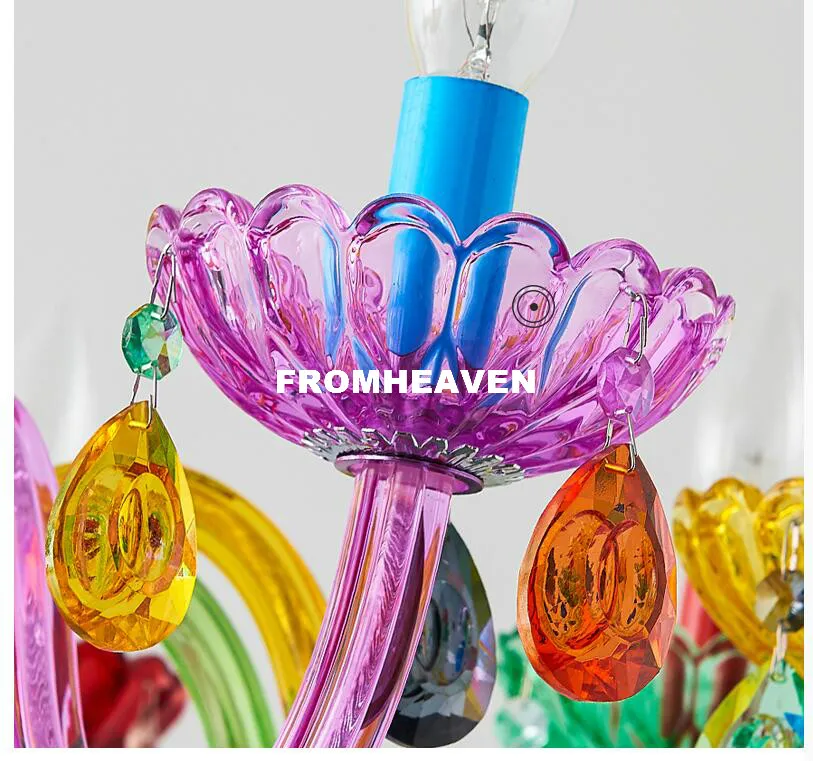 Imagem -05 - Modern Makaron Colorful Crystal Chandelier Lights Crystal Decor Iluminação ac Garantido 100 Crystal Pendant Lamp