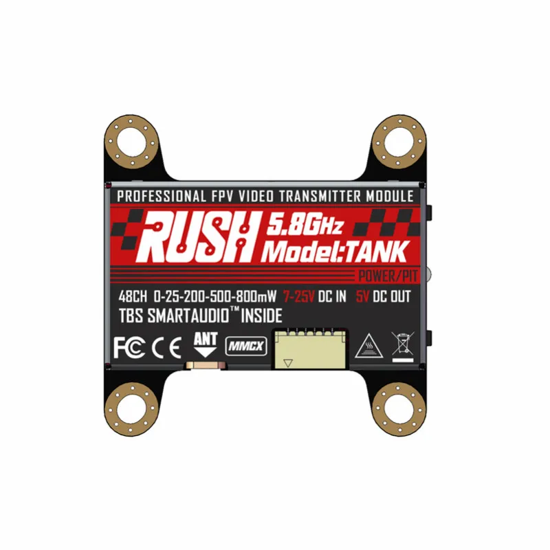 

RUSH VTX TANK 5.8GHz 48CH PIT/25/200/500/800mW Transmitter For FPV Racing Drone