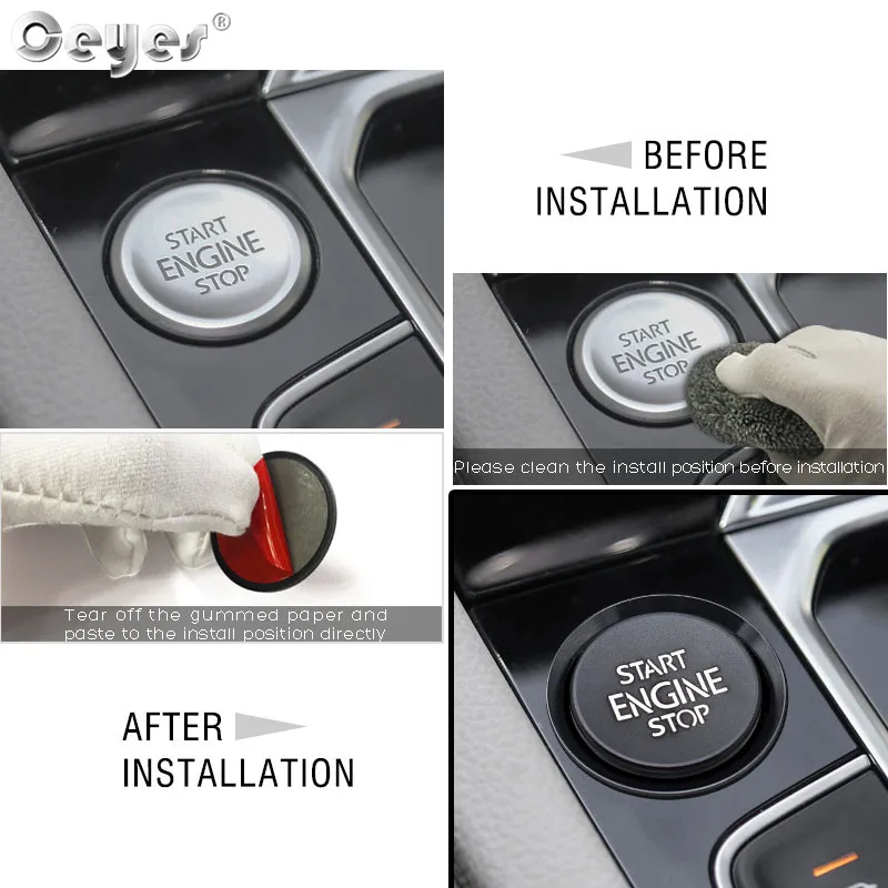 Ceyes Car Styling Interior Accessories Stickers Ignition Engine Start Stop Ring Case For Volkswagen CC For VW Auto Button Covers