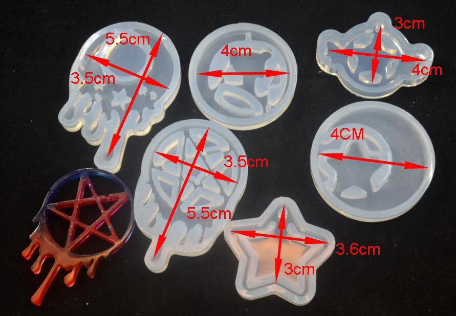 6piece/set Silicone Mold tear moon star Trojan Resin Silicone Mould handmade DIY Jewelry Making epoxy resin molds necklace craft