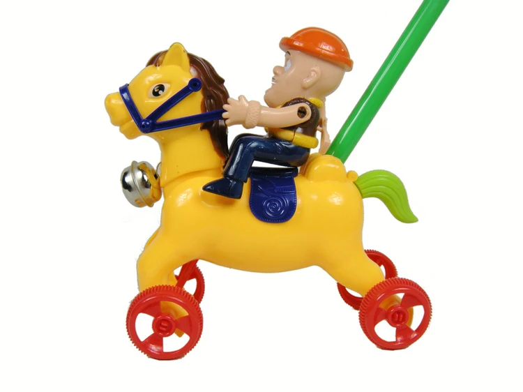 Push Pushed Horse Riding Toddler Toys The Bell For Children Animal Single-rod Hand-pushed Toy Plastic 13-24 Months 2021