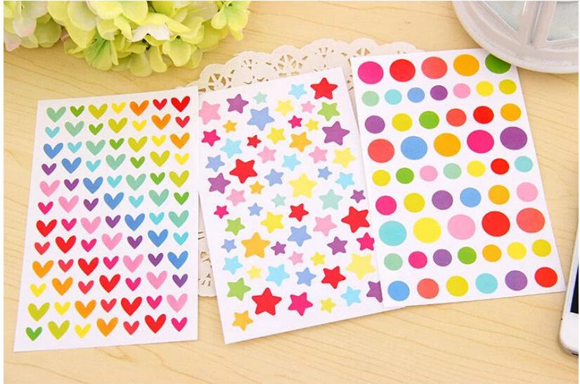 DIY Photo Album Scrapbooking Love Dot Star Stickers for Photo Album Decoration 6sheets /set