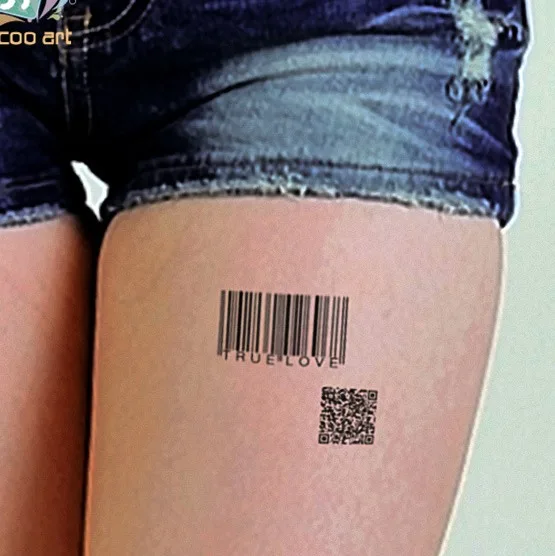 Waterproof Temporary Tattoo Sticker Surf bar code english word 