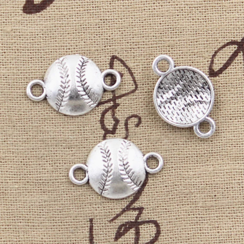 30pcs Charms Baseball Connector 22x14mm Antique Silver Color Plated Pendants Making DIY Handmade Tibetan Silver Color Jewelry