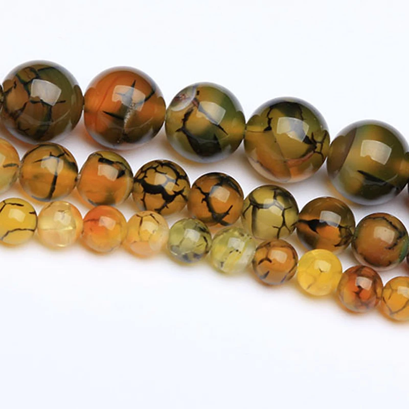 4/6/8/10/12/14mm Round Natural Yellow Dragon Agates Stone Beads DIY Bracelet Necklace Accessories Loose Beads Jewelry Bead