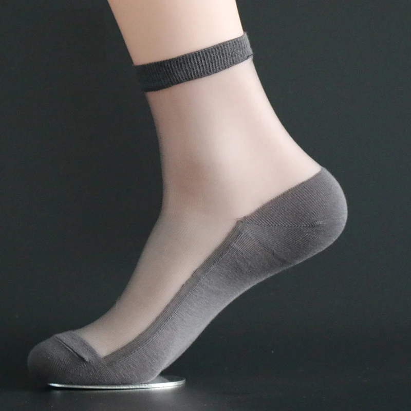5 Pairs/Lot 2022 Summer Man Contracted Super Thin Short Glass Silk Socks Male Cool Transparent Anti-smelly Simle Casual Bas