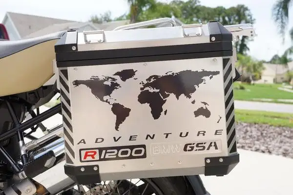 

GSA Adventure Motorcycle Reflective Decal Kit "World Adventure R1200" for Touratech Panniers