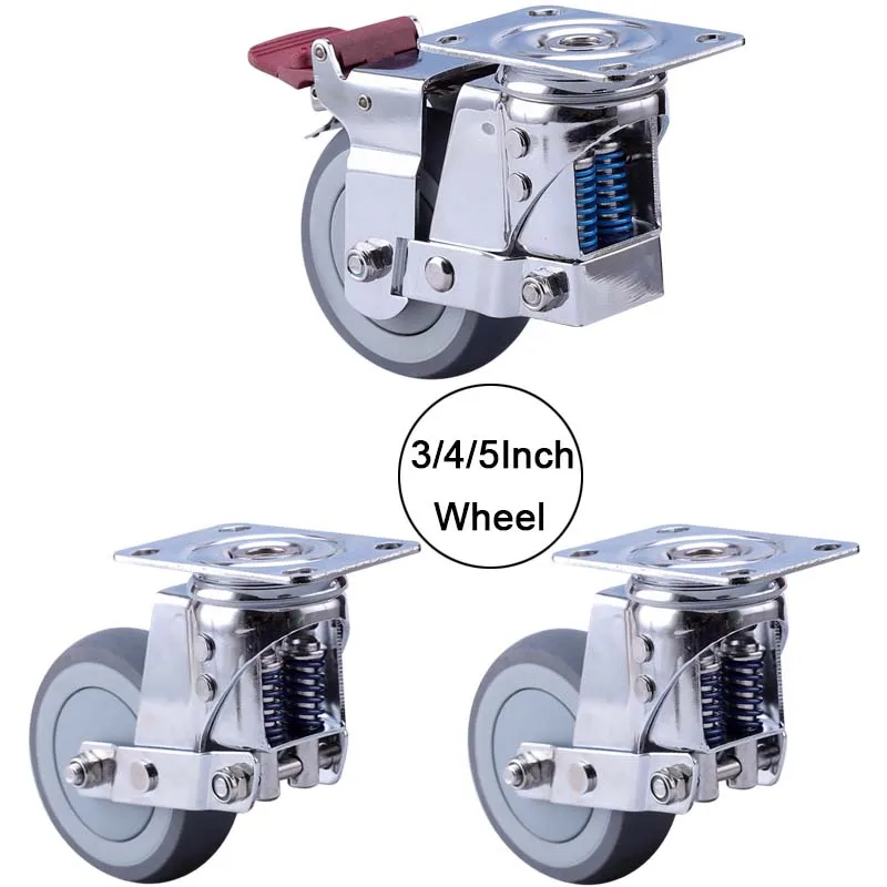 

4PCS Silent Damping Wheel with Spring, TPR Wheel Anti-Seismic Caster,for Heavy Equipment,Gate,Industrial Casters JF1874