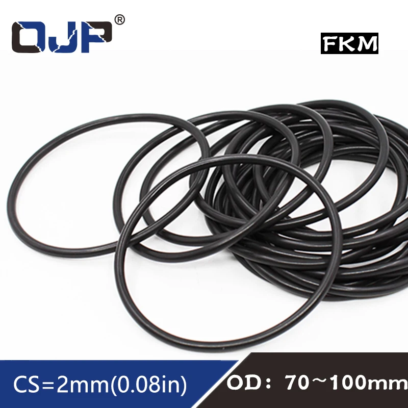 

1PC Fluorine rubber Ring Black FKM O-rings Seals Thickness OD70/72/75/80/85/90/95/100*2mm O Ring Gaskets Oil Ring Sealing Washer