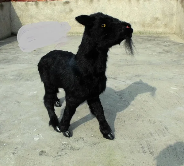 

large 65x58cm artificial black sheep model,polyethylene&furs goat handicraft Figurines home decoration toy gift a2638