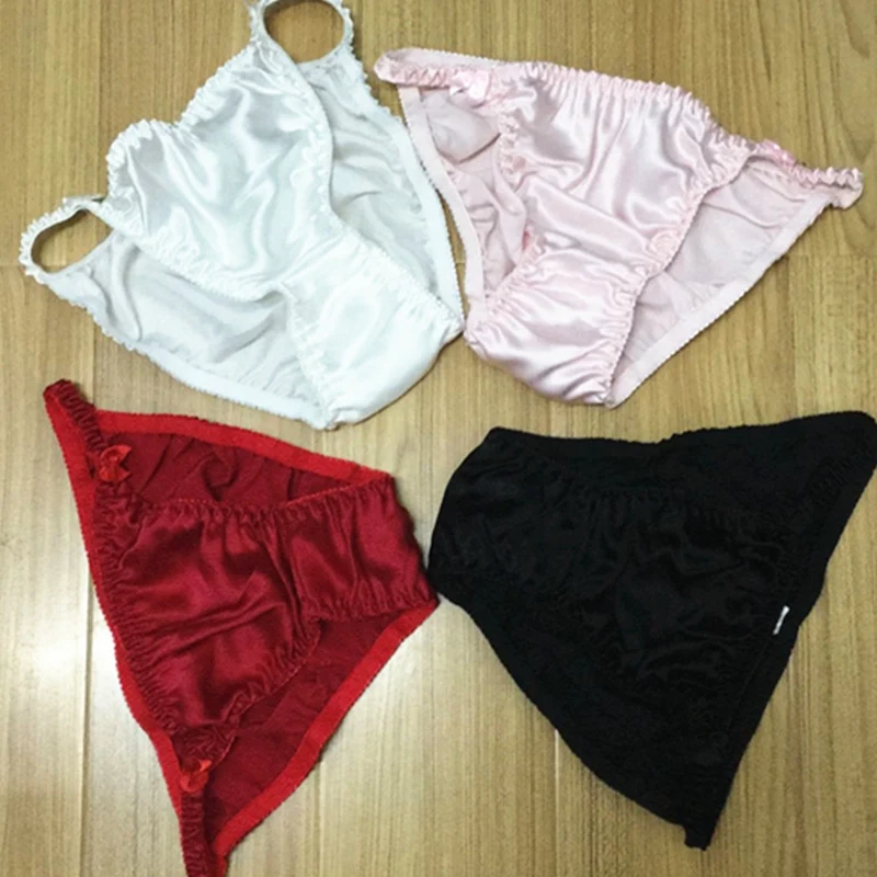 4pcs Color Random 100% Pure Silk Women\'s Sexy Bikini Panties Comfortable Breathable Underwear Knickers Lingerie M L Hot SYT9203