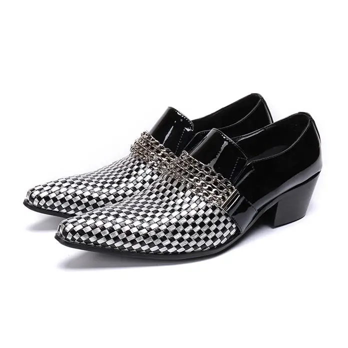 

Mens shoes high heels luxury brand patent genuine leather crocodile skin gingham dress wedding party formal shoes men size47