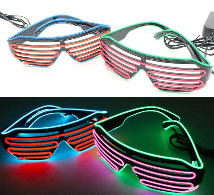 50pcs fashion Multicolor Eyeglass Cold Lights EL Wire LED Light Glasses Party Cheerleading Cheer Props Christmas Gift DHL SN1927