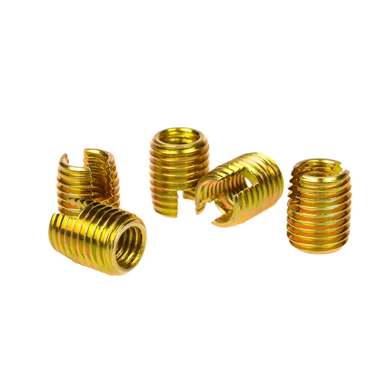 20pcs M6*1.0*12 (L) Self Tapping Thread Insert, 302 Slotted Type Screw Bushing M6 Steel with Zinc Wire Thread Repair Insert