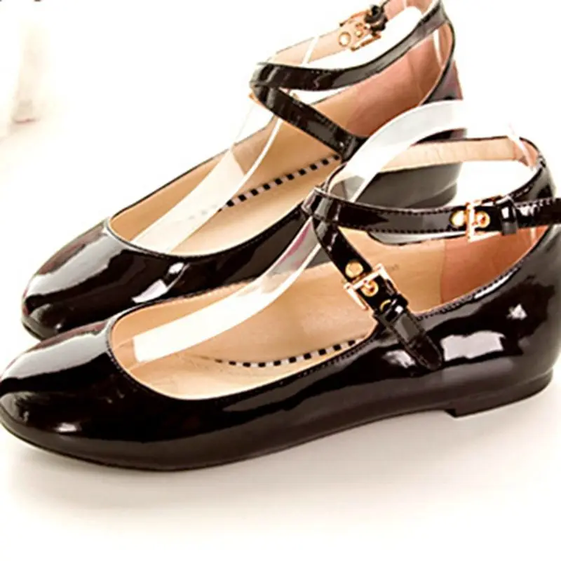 BLXQPYT Direct Selling Reale Marca 30-47 Mary Janes T Strap Patent Punta Rotonda Scarpe Da Donna Piattaforma Tacchi Primavera autunno 98-2