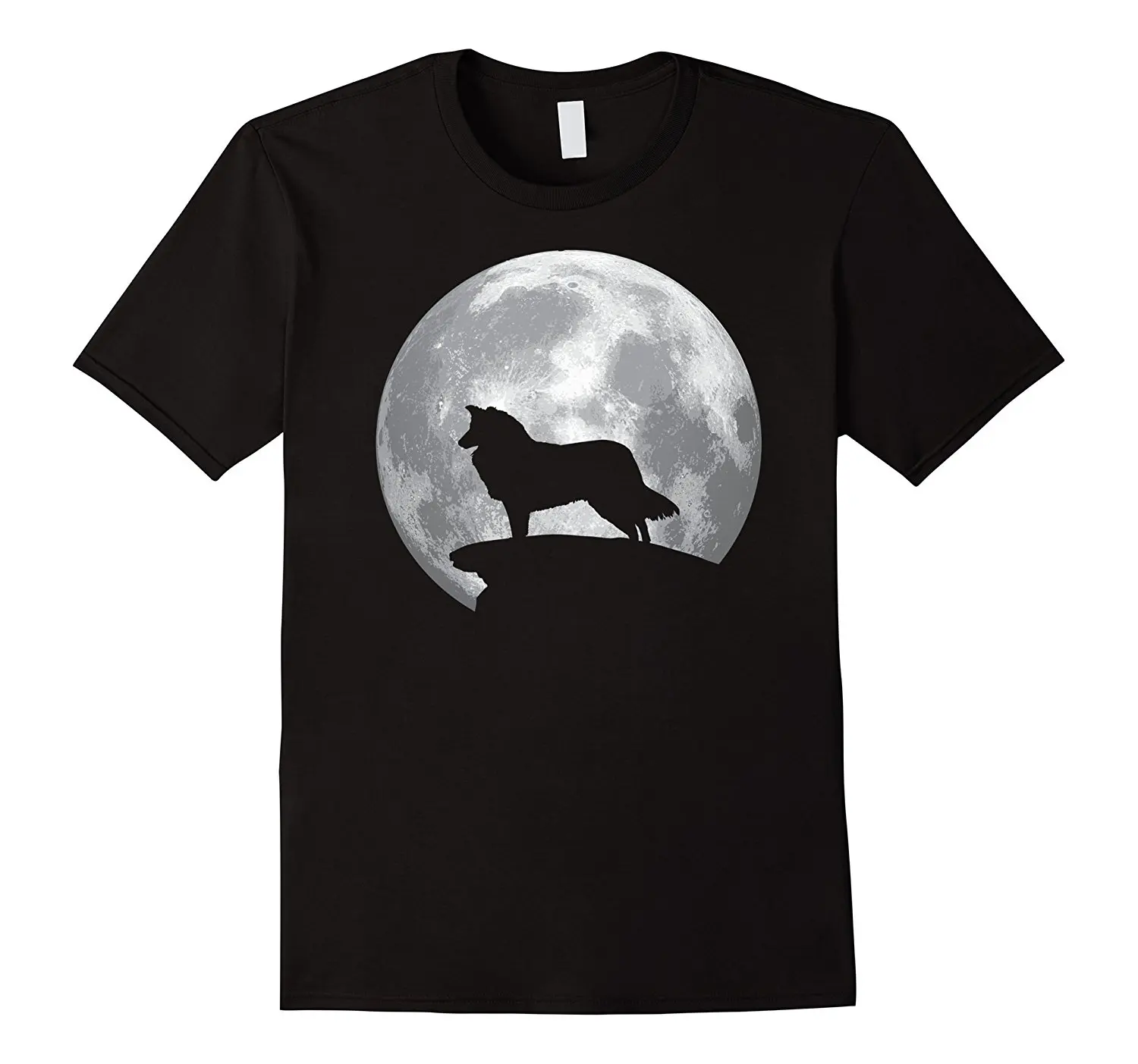 Cotton Men T-Shirts Classical 2018 O Neck Streetwear Hip Hop Sheltie and Moon T-Shirt Sheltie Dog Costume Casual Printed Tee