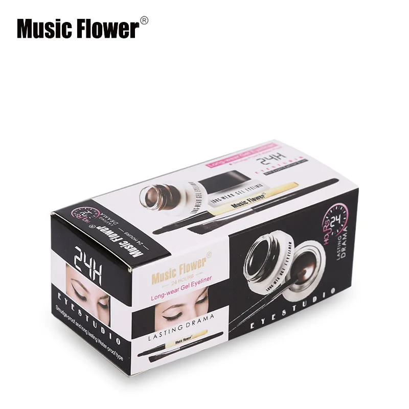 Music Flower 2pcs/Kit Eyeliner Gel Cream Natural Brown Makeup Eye Liner With Brush Easy to Draw Arrows Waterproof Eye Cosmetics