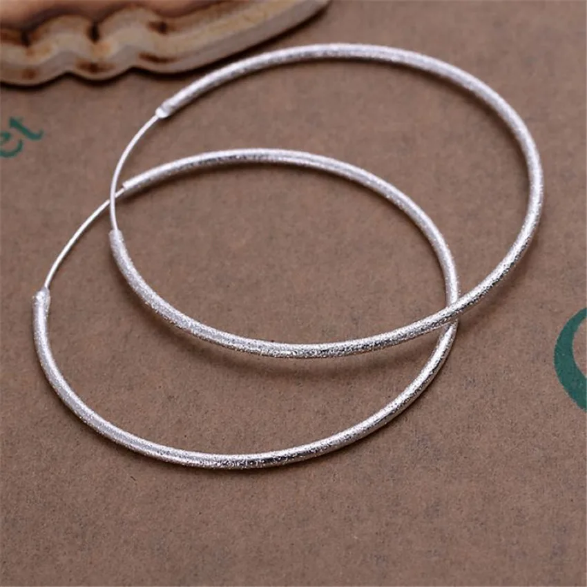 Silver 925 Plated Earrings Temperament Big Circle Earrings Hot Selling Fashion Burst Models Silver Jewelry Girl Valentine Gift