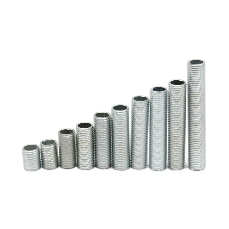 10 Pieces M10 Metal Full Threaded Tube Zinc Connecting Screw Pipe Nipple Joint For DIY Lighting Accessories