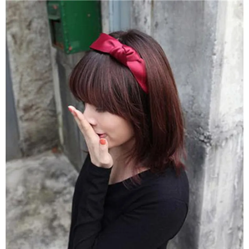 Elegant Red Bow Hairband Headband Women Korean Style Solid Satin Bow Headband for Women Hair Accessories Girls Bow Hairband