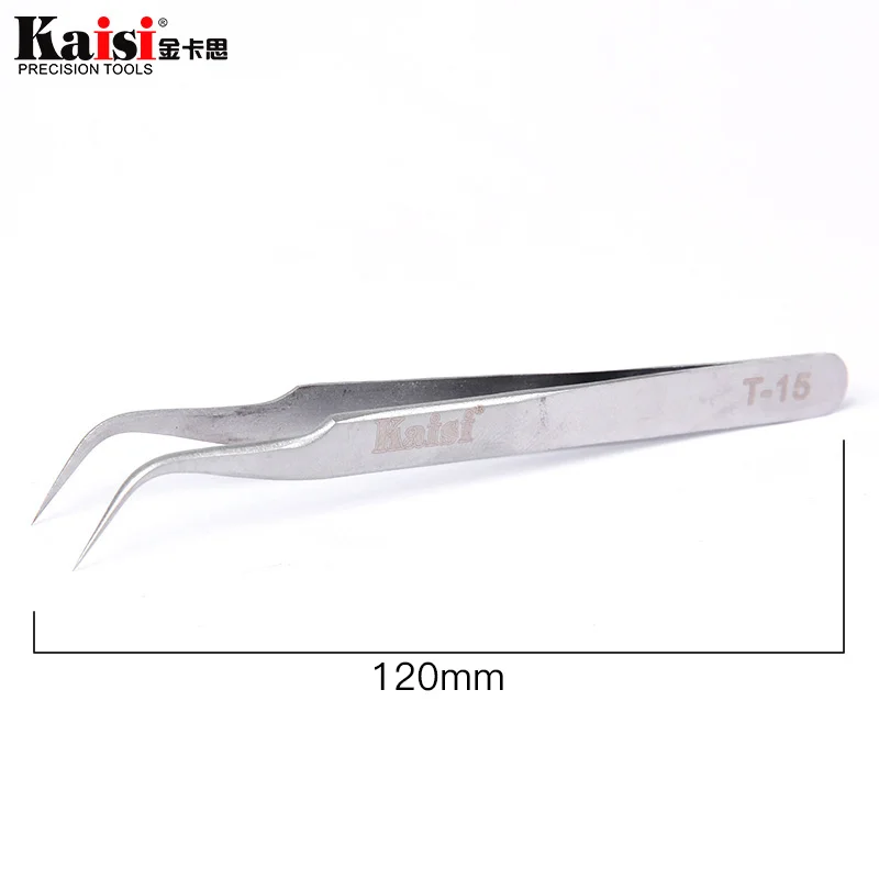 Kaisi 2Pcs Rvs Pincet Gebogen + Straight Wimper Pincet Voor Wimper Extensions