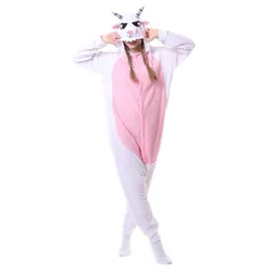 Kigurumi Adult Jumpsuit Unisex Goat Onesies Pyjamas Fleece White Sheep Pajamas Animal Cosplay Costumes Cartoon Sleepwear