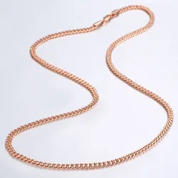 3mm Thin Necklaces For Women Girls 585 Rose Gold Color Curb Cuban Link Chain Woman Necklaces Valentines Gifts 45cm-60cm GN220A