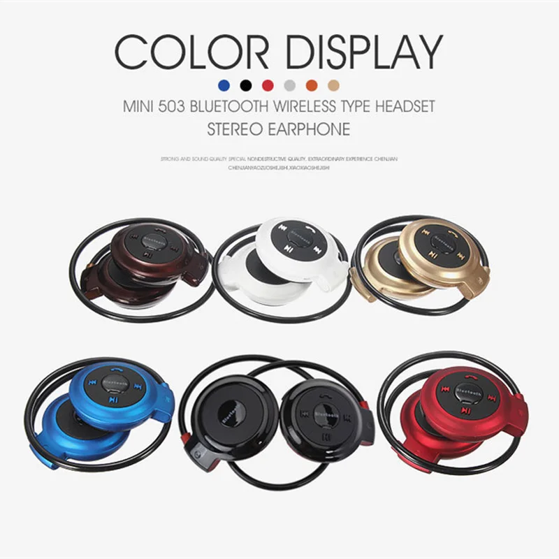 VAORLO-سماعات بلوتوث لاسلكية 503 ، سماعات رياضية ، بطاقة TF/Micro SD ، ستيريو ، مع ميكروفون وراديو FM