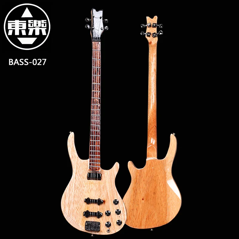 Wooden Handcrafted Miniature Guitar Model Bass-027 Bass Guitar Display with Case and Stand (Not Actual Bass! for Display Only!)