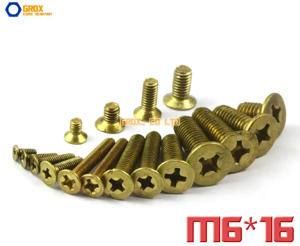 

40 Pieces M6 x 16mm Brass Phillips Countersunk Head Machine Screw