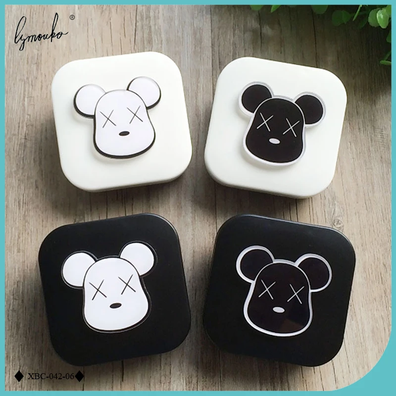 Lymouko Lovely Cartoon Patterns Contact Lenses Box with Mirror Lens Case for Eyewear Kit Holder Container