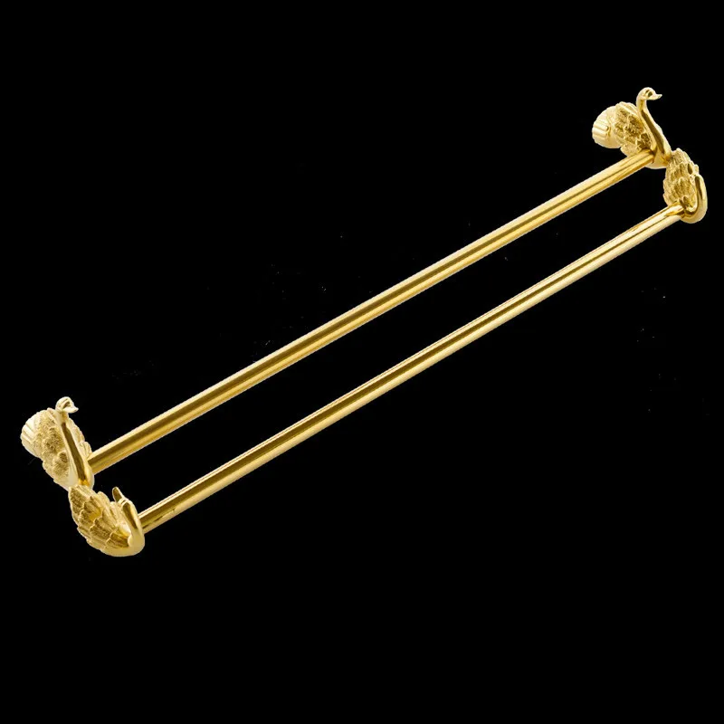 Gold Double Towel Bars Wall Mount Bathroom Towel Holder Hanger, Metal Swan Towel Rack for Bathroom MB-0968A