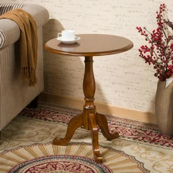 Solid Wood Small Round Table ,American Sofa Side Table, European Minimalist Coffee Table