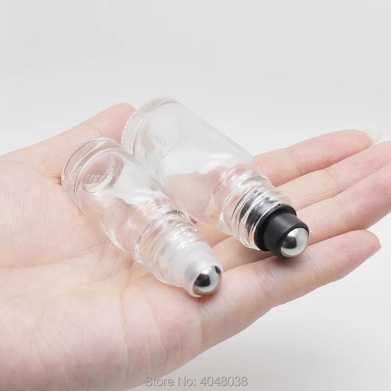 Clear Glass Roll on Bottle Metal Bead  Essential oil Bottle 5ml-100ml Cosmetics Container Glass Packaging Bottles10pcs/20pcs/Lot