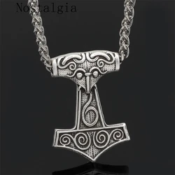 Nostalgia Odin Raven Viking pendant Necklace Crow Runes Thor Hammer Mjolnir Talisman Vintage Amulet Gift Jewelry Men Chain omen