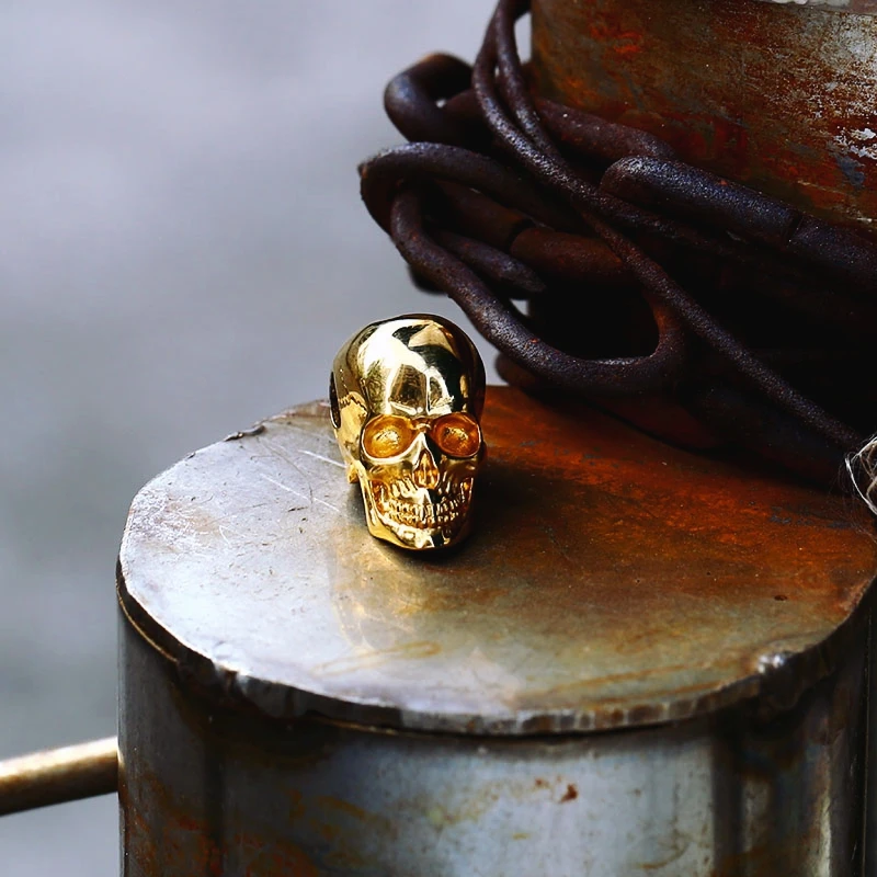 Beier Unique 316L Stainless Steel New Arrival Super Punk Skull Biker Gold Colour Pendant Necklace Fashion Jewelry BP8-216-1