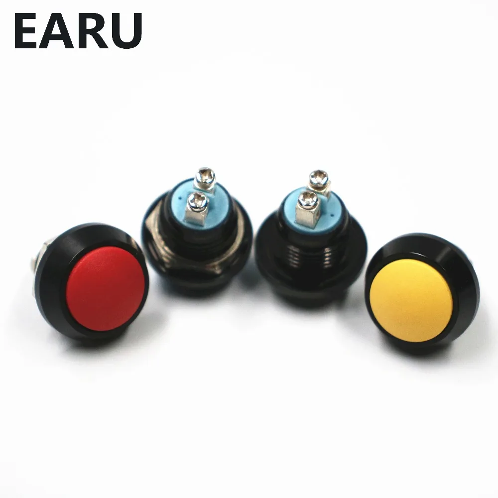 1pc 12mm Black Stainless Steel Colorful Momentary Horn Door Bell Power Push Button Siwtch Screw Feet Car Auto Engine Start PC