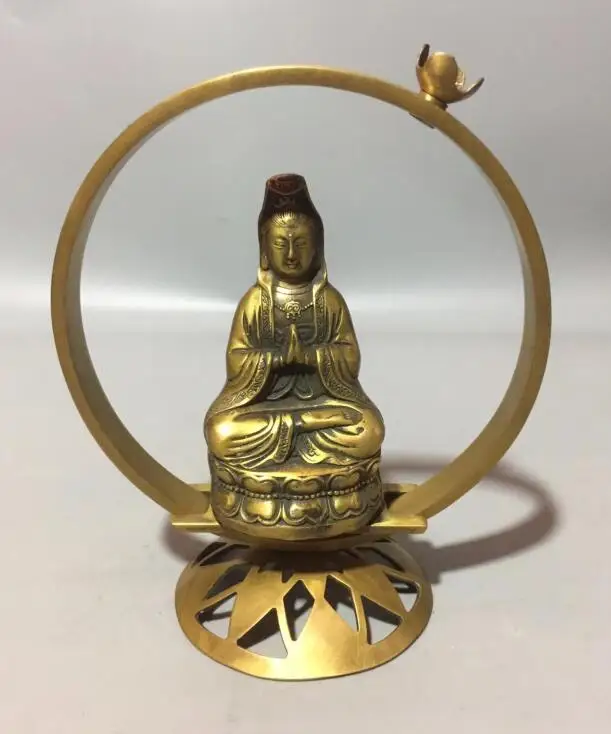 

Collect exquisite brass handicraft Guanyin bodhisattva Backflow incense burner