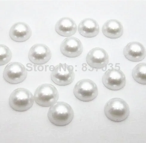 

1000PCs 8mm ABS white Half Round Flatback pearl with box beads nails/scarpbook phone case finding Loose Making DIY acessories