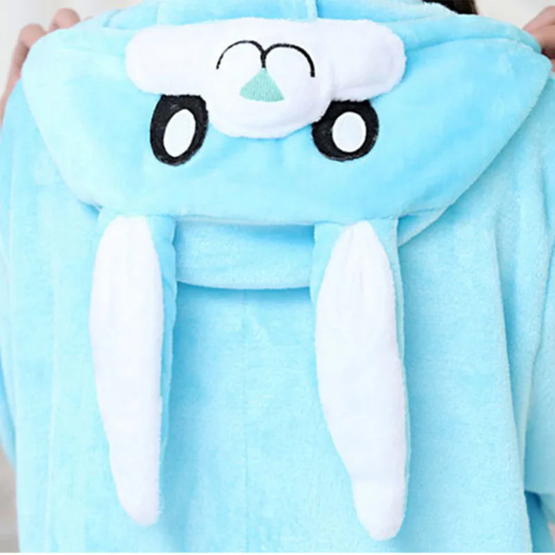 Kigurumi Winter Adult Cartoon Animal Pink Rabbit Onesie Unisex Pajamas Cosplay Costumes Sleepsuit Sleepwear Anime Costume Hooded