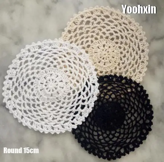 TOP Round Cotton Placemat Cup Coaster Mug Kitchen Christmas Dining Table Place Mat Cloth Lace Crochet Tea Coffee Doily Dish Pad