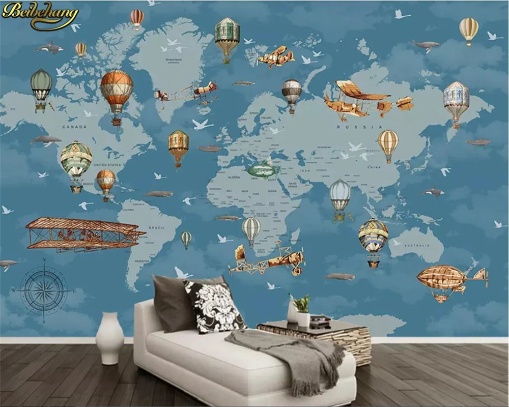 

beibehang wallpapers for living room Custom Photo Wallpaper Mural Cartoon World Map Background Wall wall papers home decor