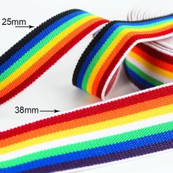 Arcobaleno Fasce Elastiche 25 millimetri 38 millimetri Cinghia di Gomma Elastica Variopinta Durevole Nastro di Cucito FAI Da TE Vestito Pantaloni Scarpe Accessori di Abbigliamento 1M