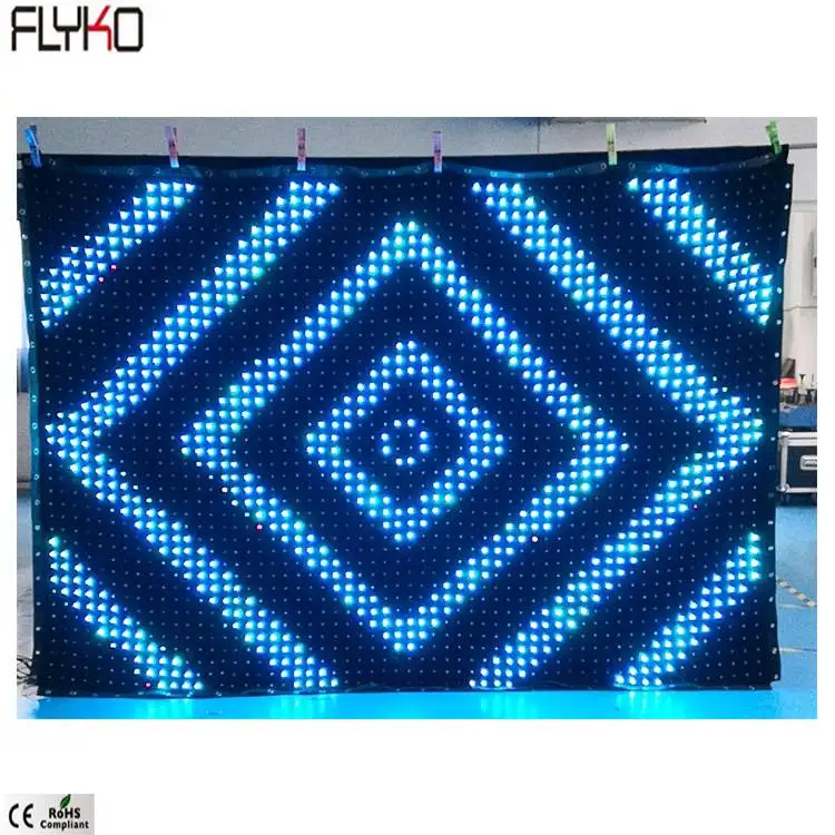 Flyko LED Twinkle Cloth Wedding Party Backdrop Lights P50mm 2x3m led curtain backdrop in door semi-outdoor