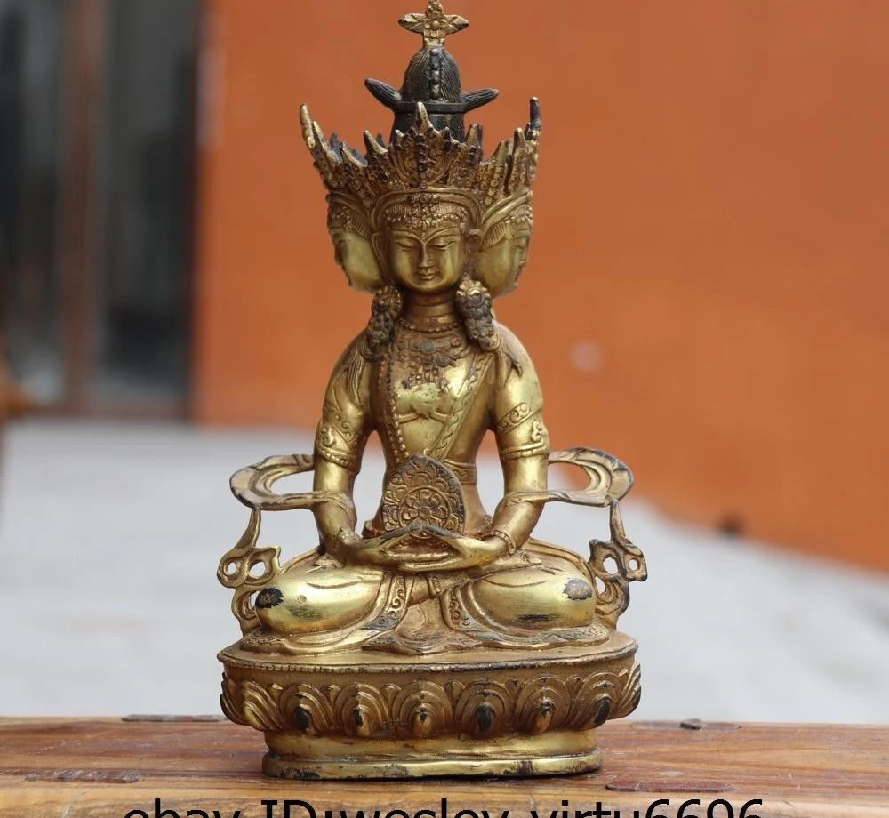 

Chinese Copper Bronze Gild Four Face Kwan-yin Guan Yin Bodhisattva Buddha Statue