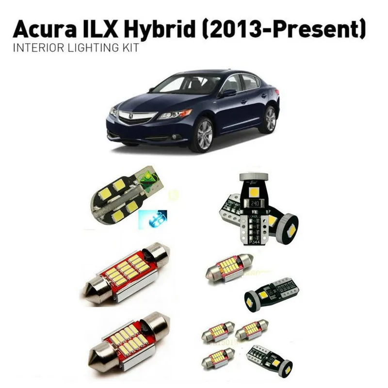 

Led interior lights For Acura ILX Hybrid 2013+ 8pc Led Lights For Cars lighting kit automotive bulbs Canbus