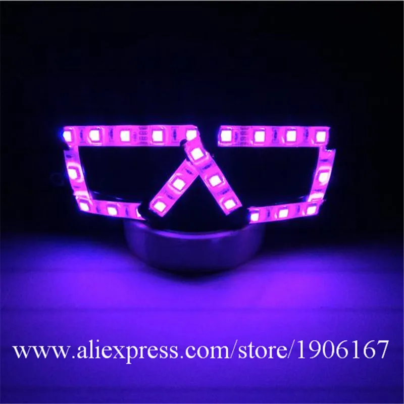 2PCS Full Colors LED Glasses Luminous Flashing Growing Halloween Glasses Mask Party For Event Supplies DJ Club Stage Show