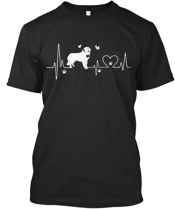 100% Cotton Short Sleeve O-Neck Tops Tee Shirts Great Pyrenees Heartbeat Stylisches Shirt